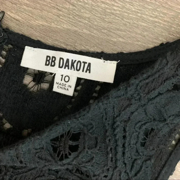 Anthropologie BB Dakota Renley Mini Dress Lace Fit & Flare Black Lace Size 10 - Picture 10 of 16